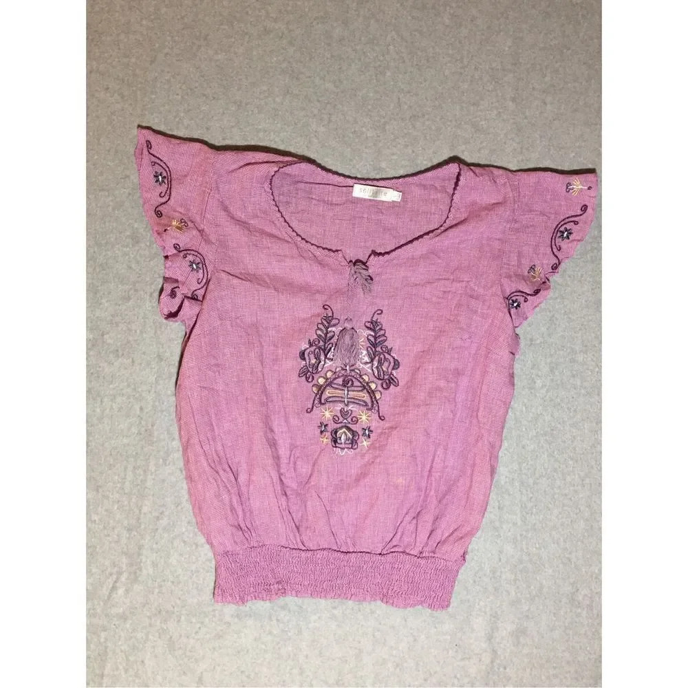 Womens Solitaire Blouse Size Large Embroidery Formal  Grandma Casual Church